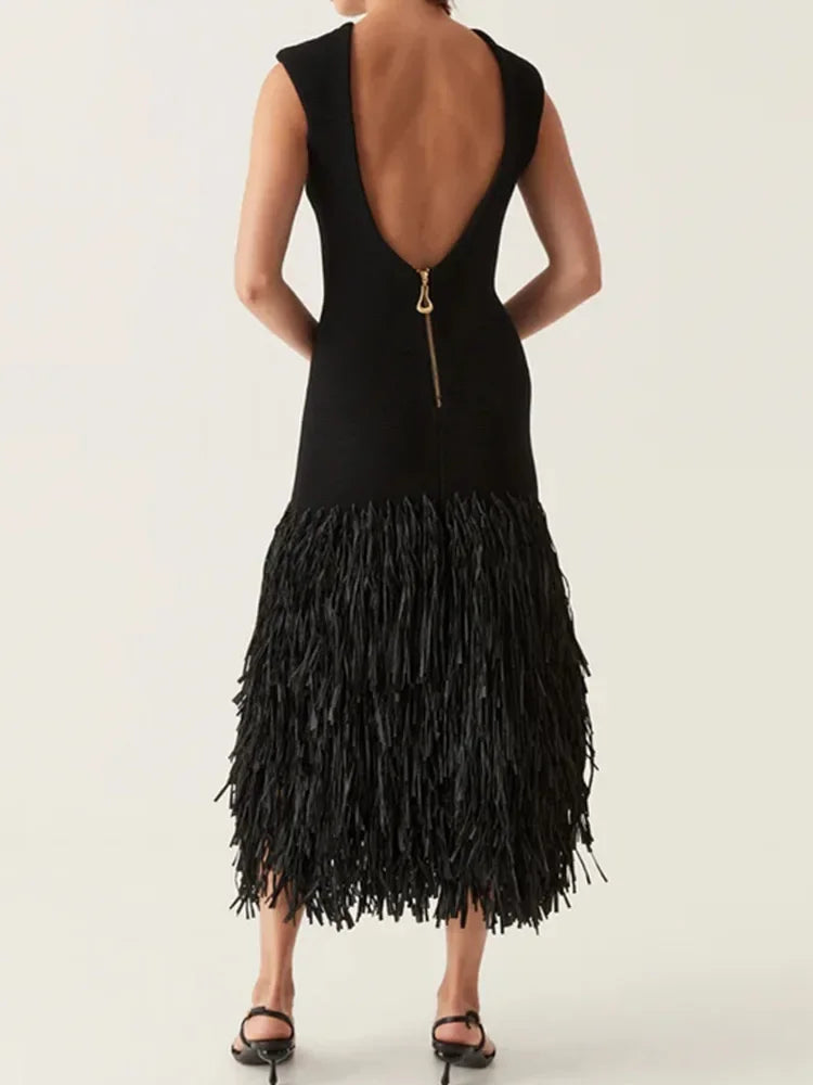 KNIT TASSEL DRESS