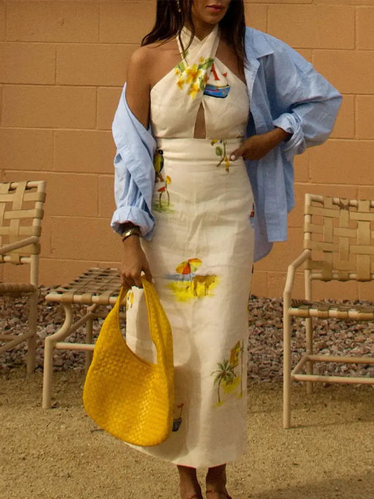 CROSS HALTERNECK DRESS