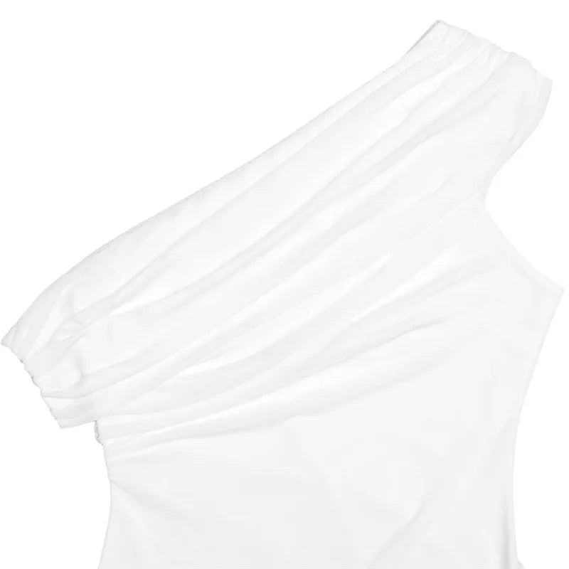 ASYMMETRICAL SHEER MINI DRESS