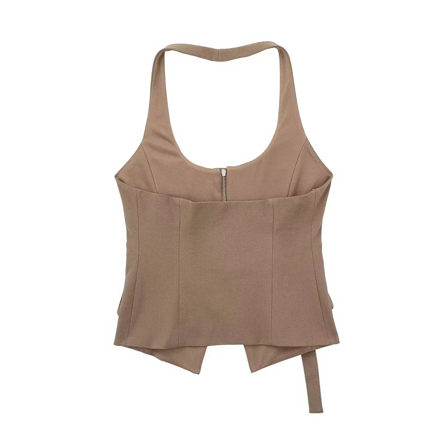 WOVEN HALTERNECK WAIST COAT