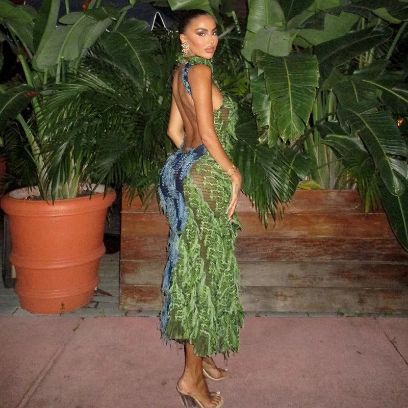 HALTER-NECK MIDI DRESS