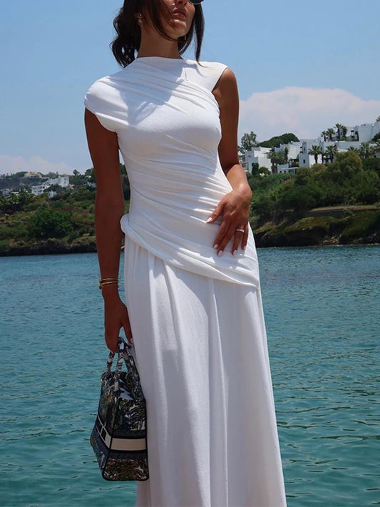 ASYMMETRICAL DRAPED DRESS