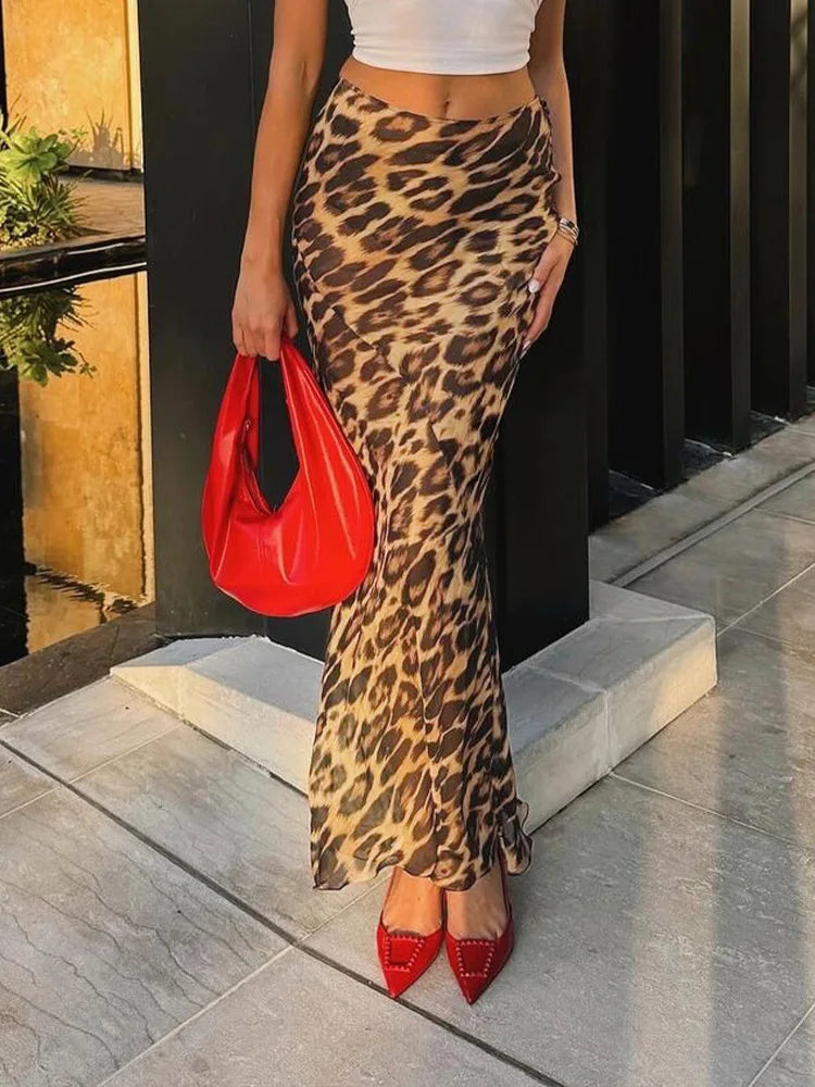 LEOPARD PRINT LONG SKIRT