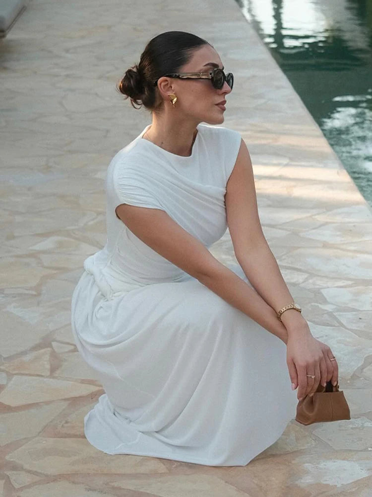 ASYMMETRICAL DRAPED DRESS
