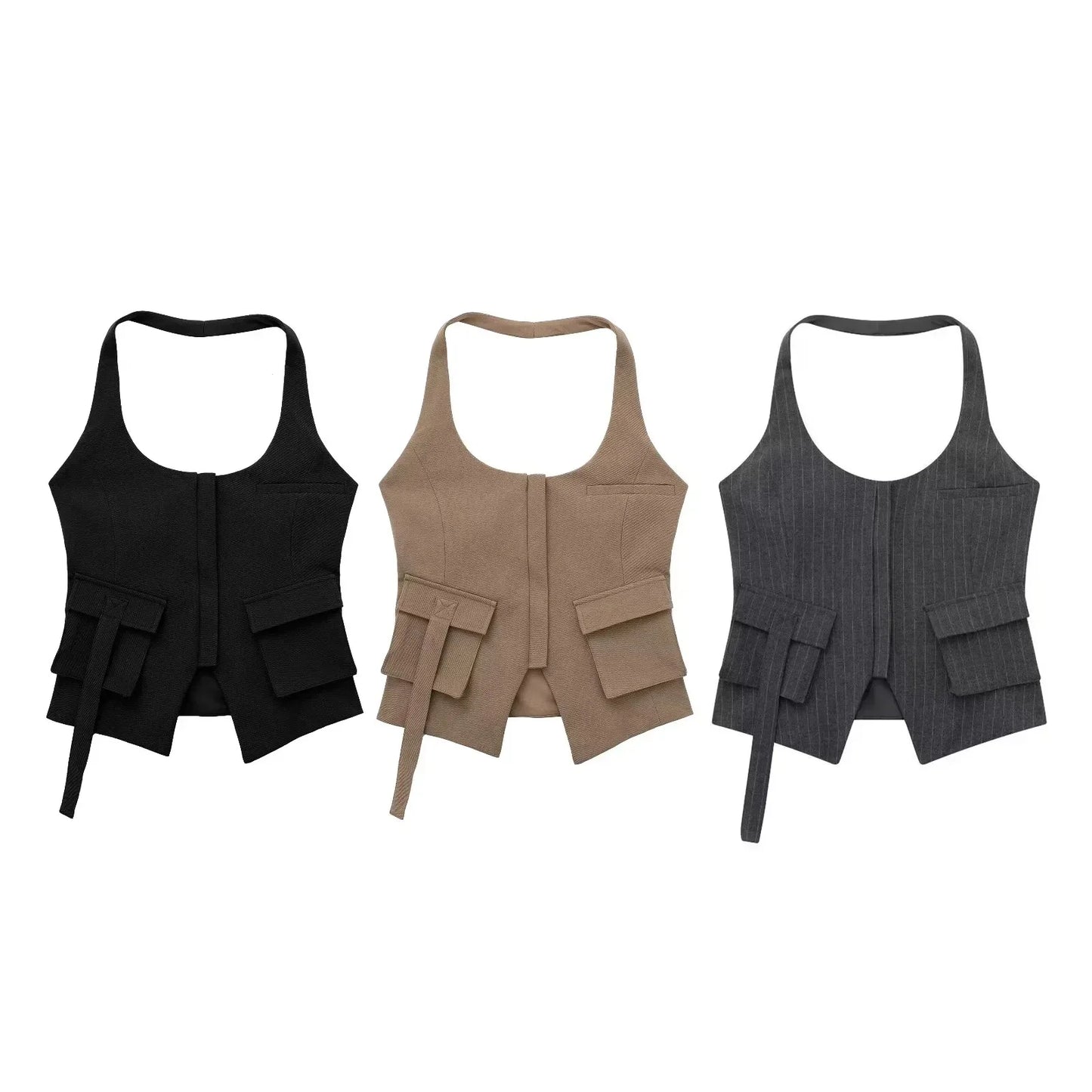 WOVEN HALTERNECK WAIST COAT