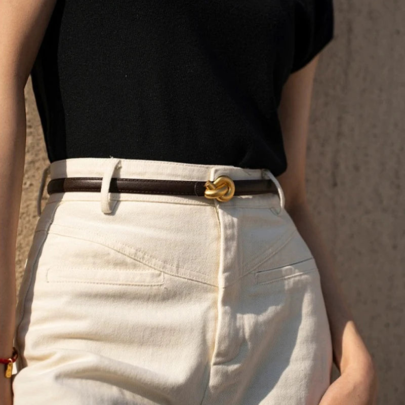 KNOT BUKLE LEATHER BELT