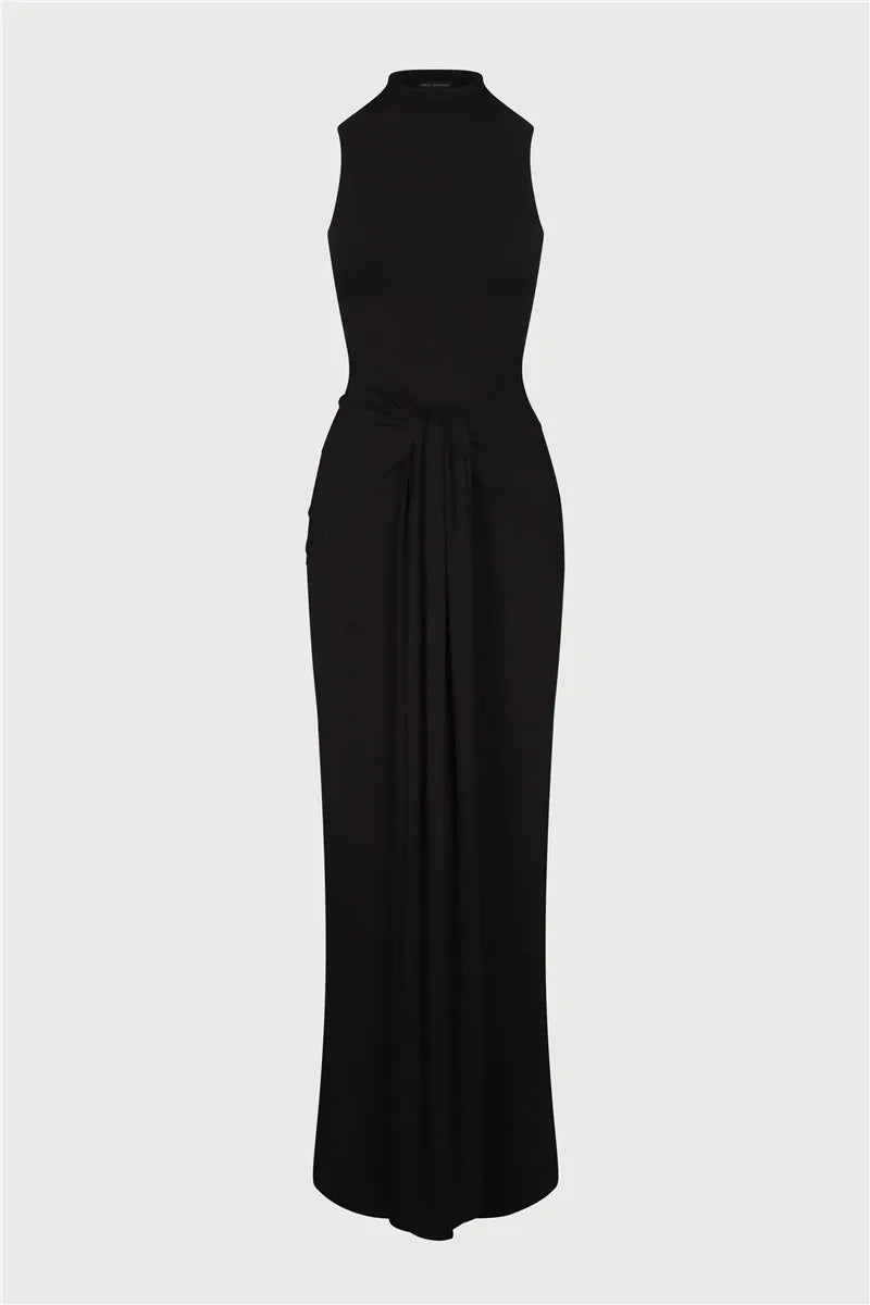 HIGH-NECK MAXI DRESS