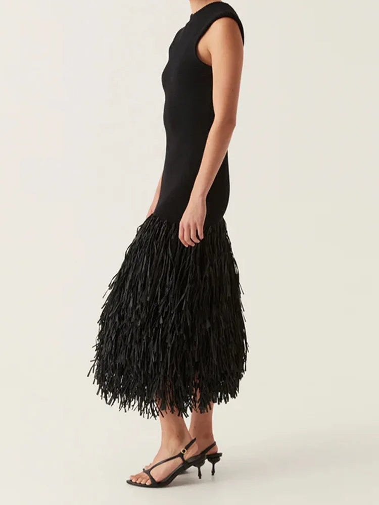 KNIT TASSEL DRESS