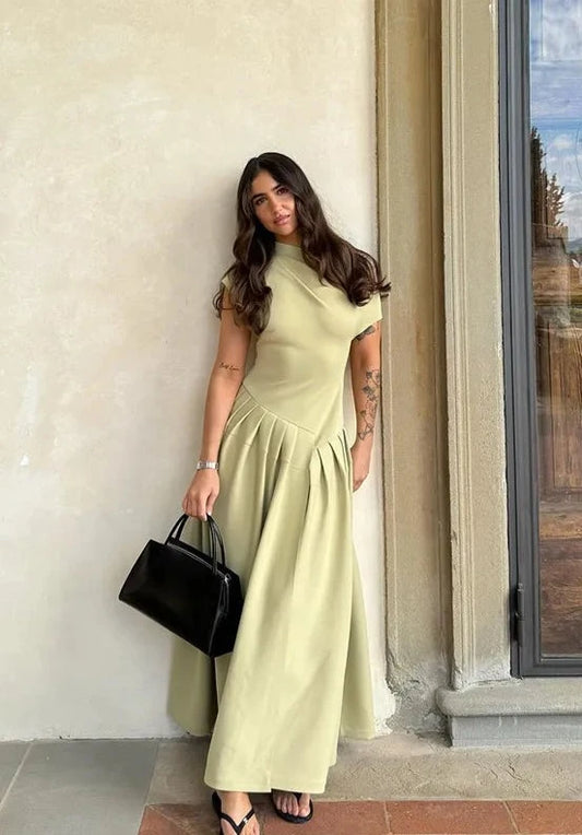 ASYMMETRICAL PLEATED DRESS