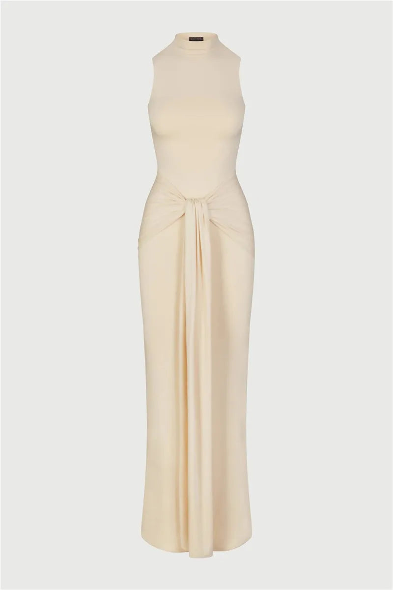 HIGH-NECK MAXI DRESS