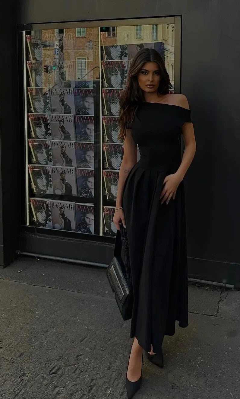 ASYMMETRICAL PLEATED DRESS