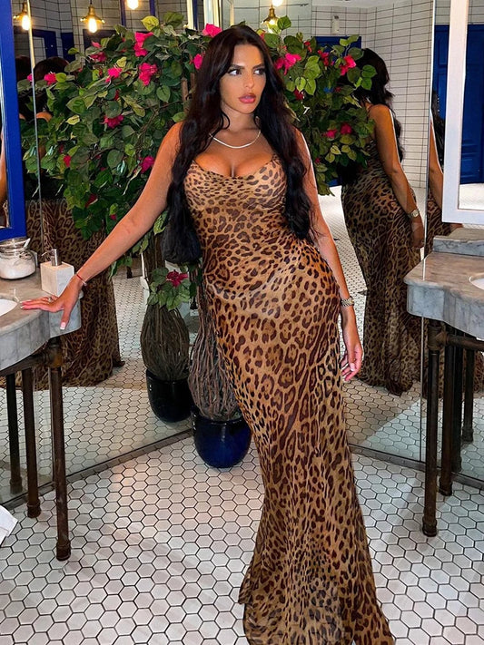 LEOPARD PRINT LONG DRESS